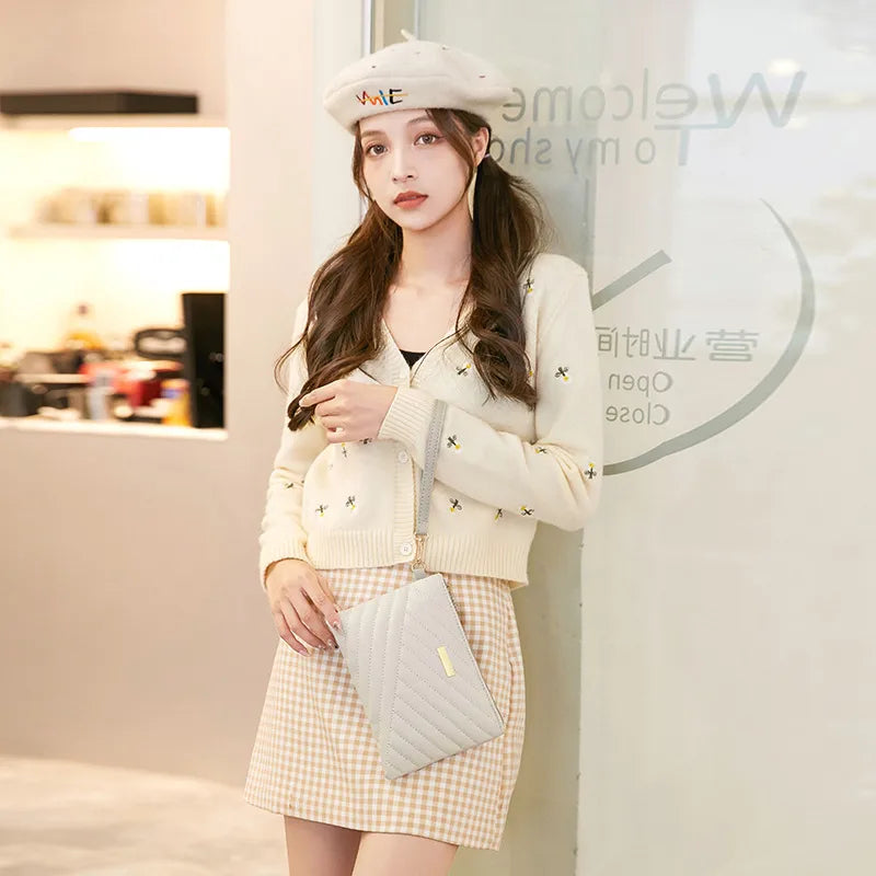 Solid Color Pu Leather Zipper Wallet