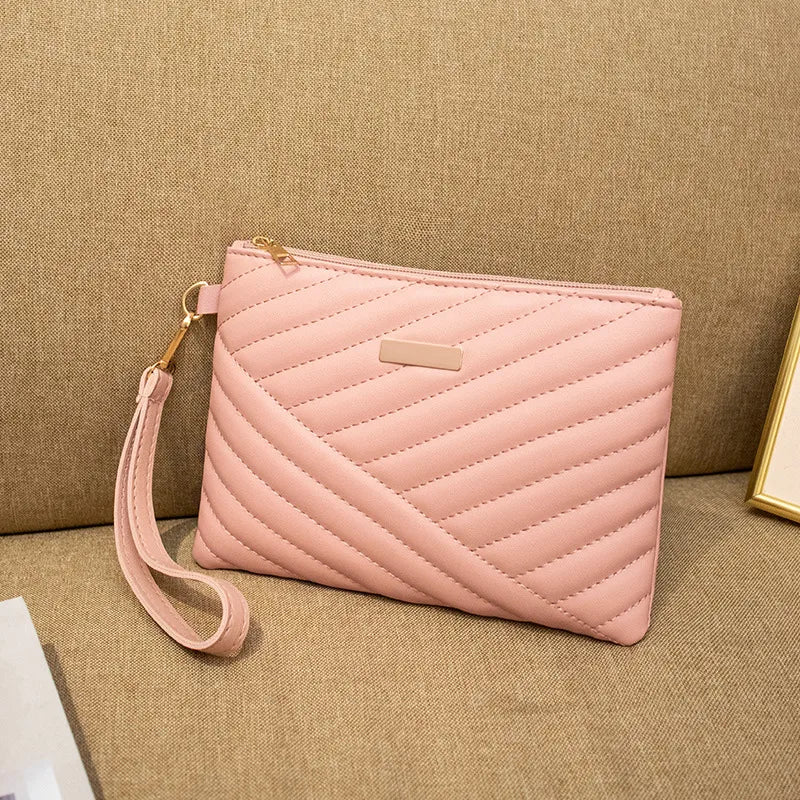 Solid Color Pu Leather Zipper Wallet