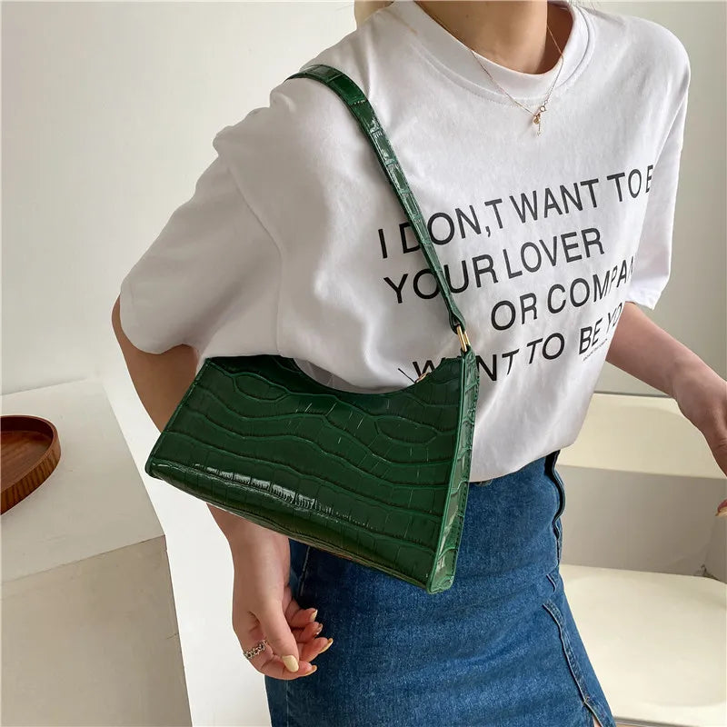 Small Pu Leather Streetwear Baguette Bag