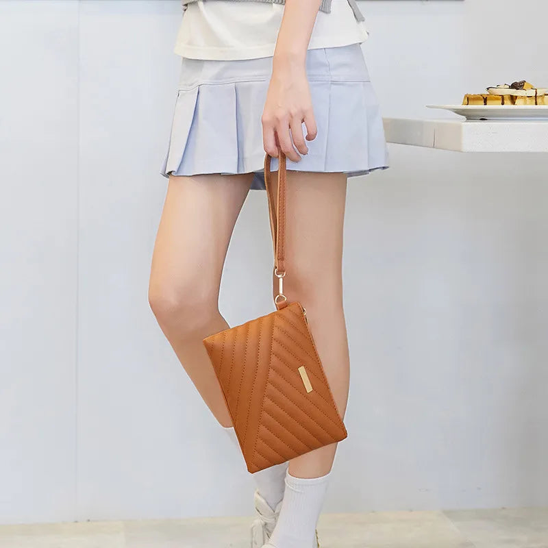 Solid Color Pu Leather Zipper Wallet